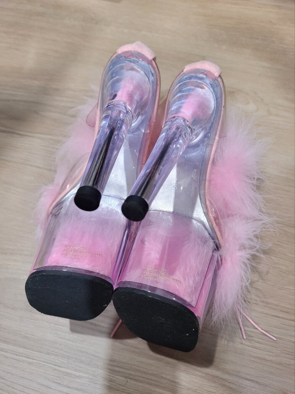 Pleasers Size 5 Adore - 724F Pink Flamingo, Fluffy Heels - Picture 13 of 13